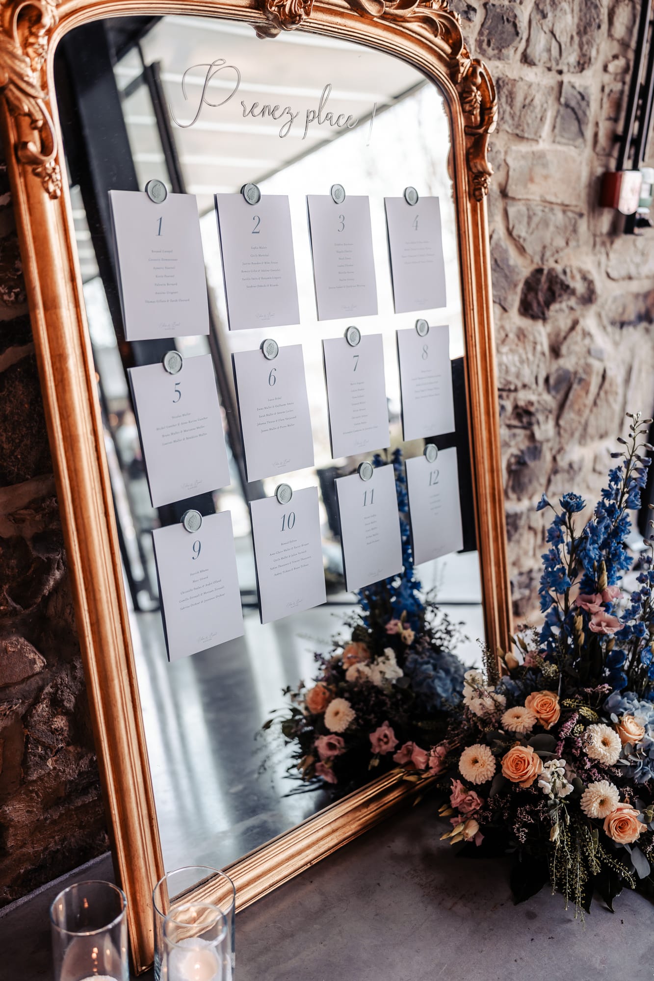 Plan de table sur miroir